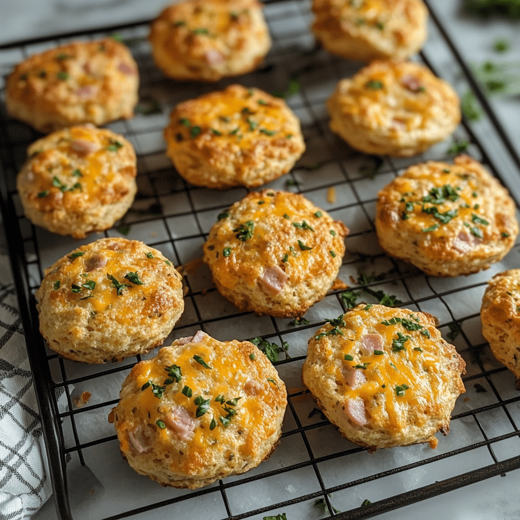 Breakfast Protein Biscuits with Ham and Cheddar