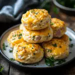 Breakfast Protein Biscuits with Ham and Cheddar