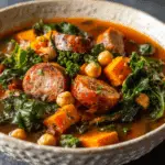 Smokey Sausage, Kale & Sweet Potato Soup