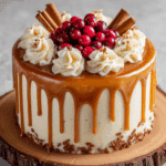 Gingerbread Cake with Cinnamon Cream Cheese Frosting and Caramel Drizzle