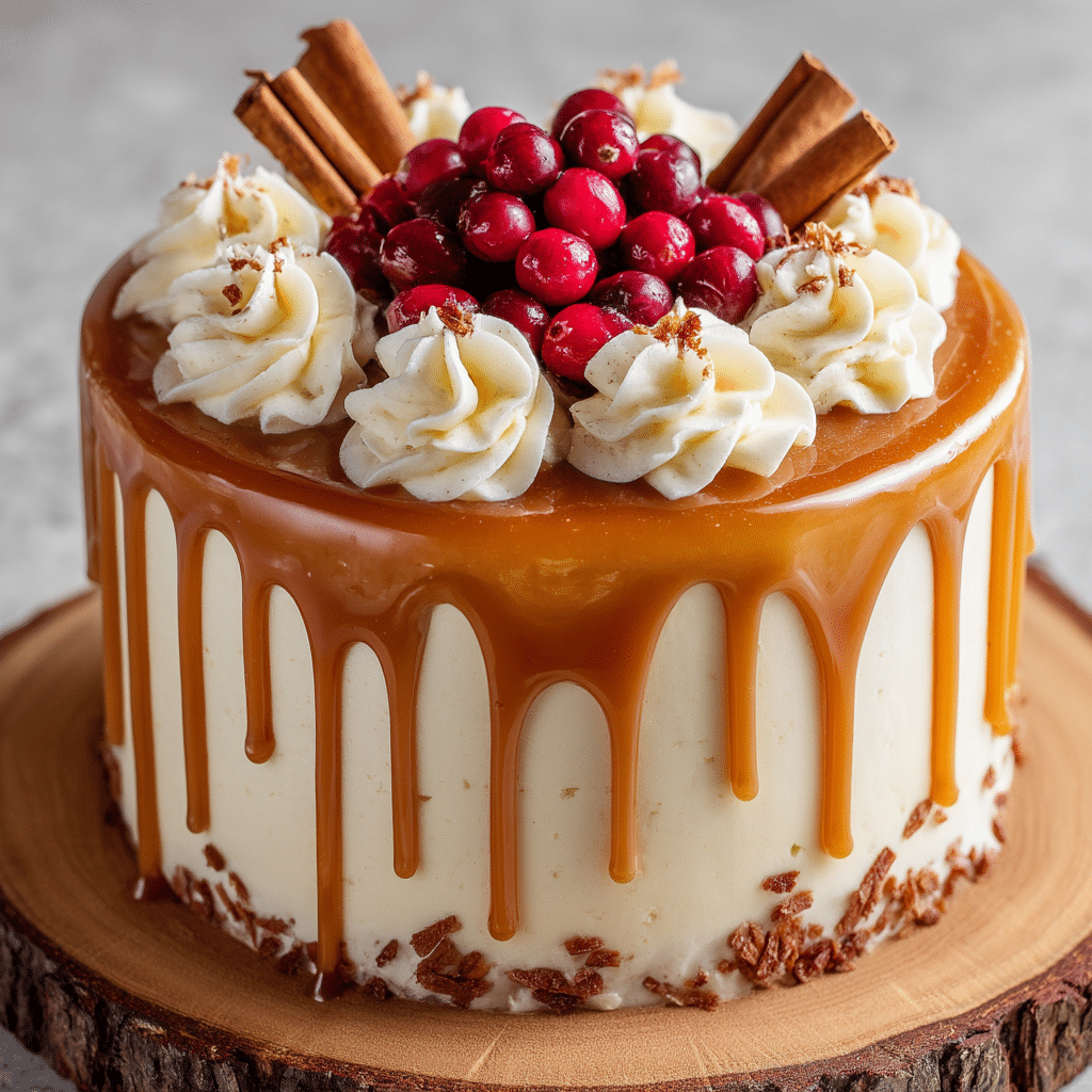 Gingerbread Cake with Cinnamon Cream Cheese Frosting and Caramel Drizzle