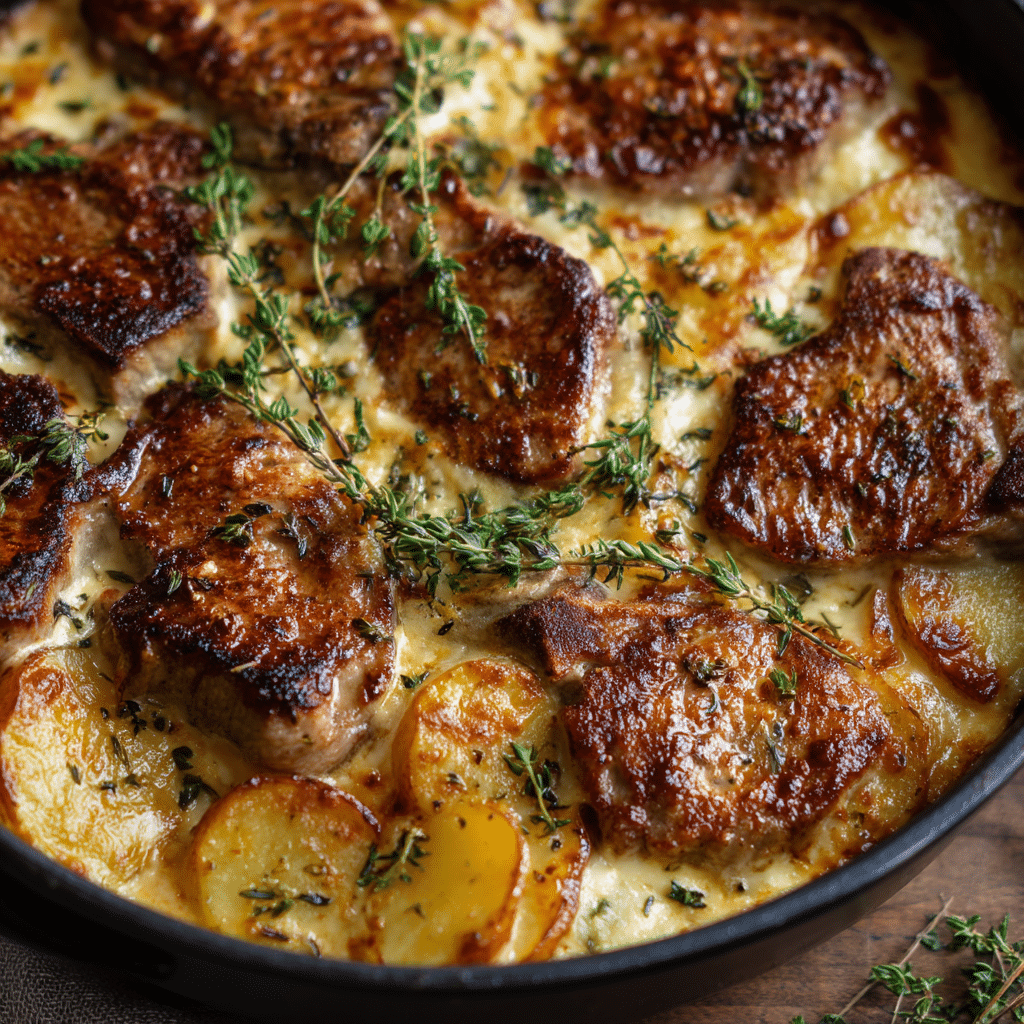 Smothered Pork Chop and Scalloped Potato Casserole