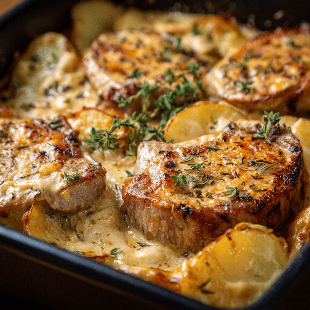 Smothered Pork Chop and Scalloped Potato Casserole