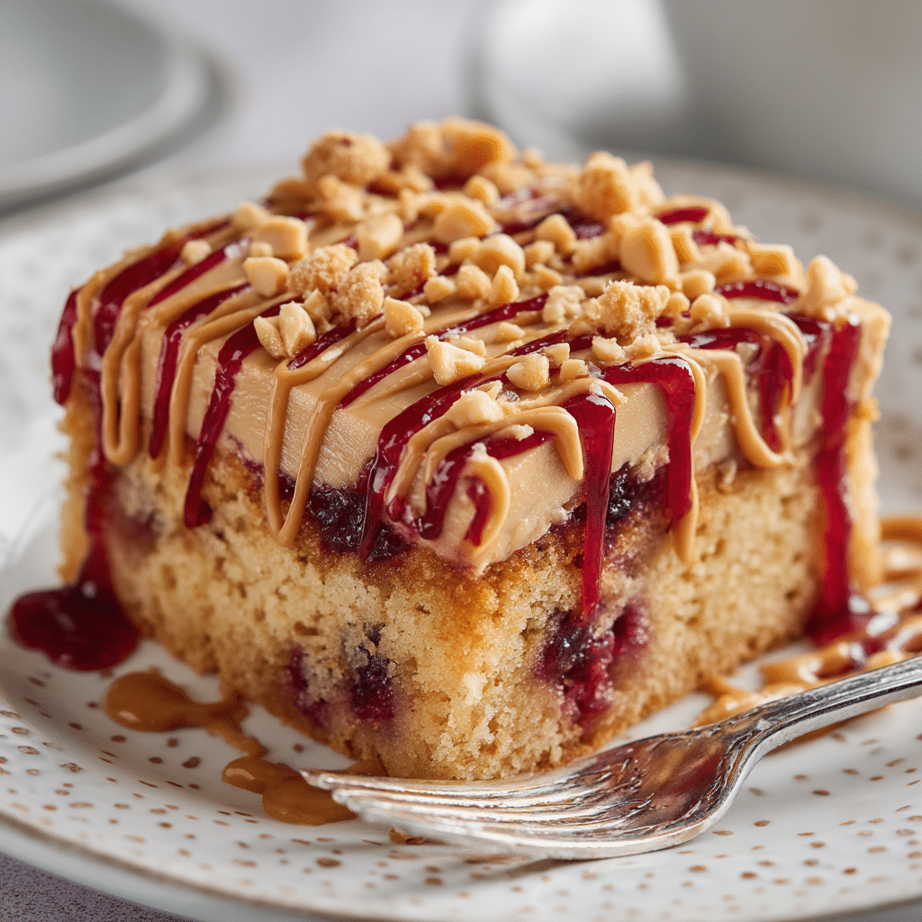 Peanut Butter and Jelly Poke Cake