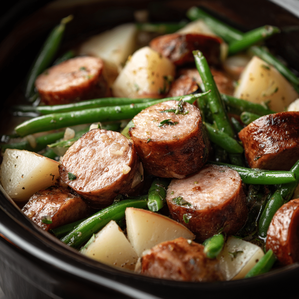 Crockpot Kielbasa and Green Beans