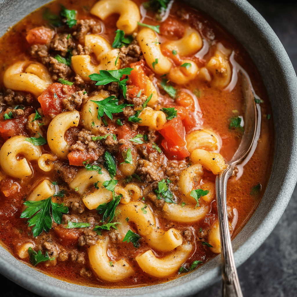 Hamburger Soup with Macaroni (Goulash Soup)