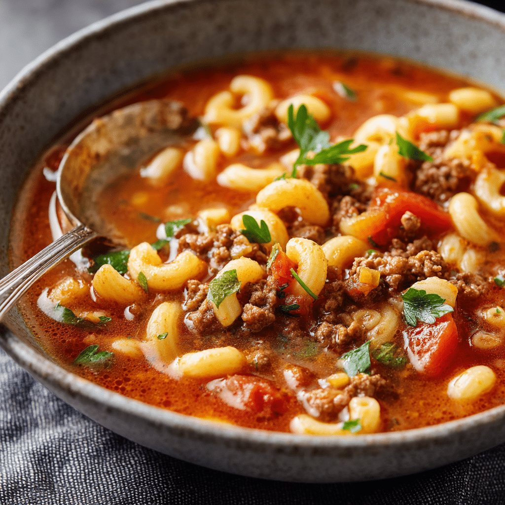 Hamburger Soup with Macaroni (Goulash Soup)