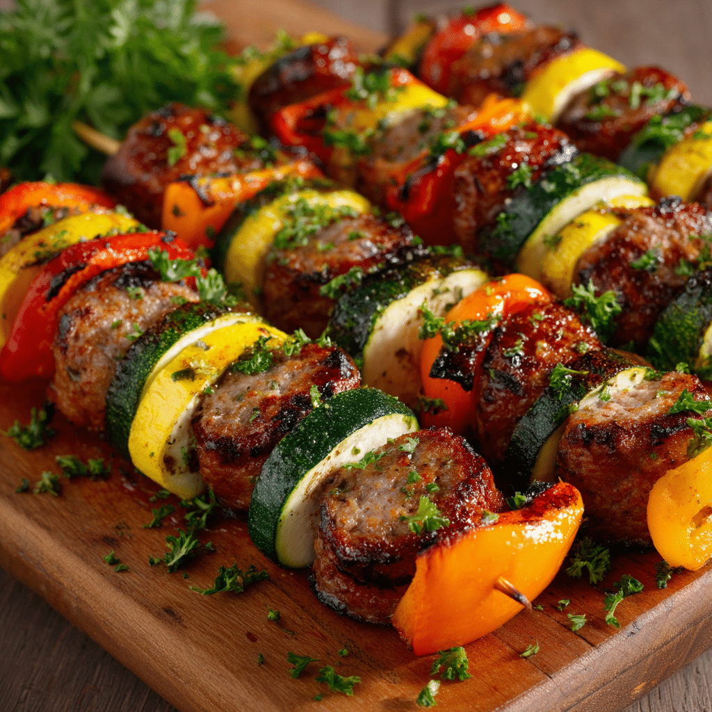 Chicken Sausage Skewers with Vegetables