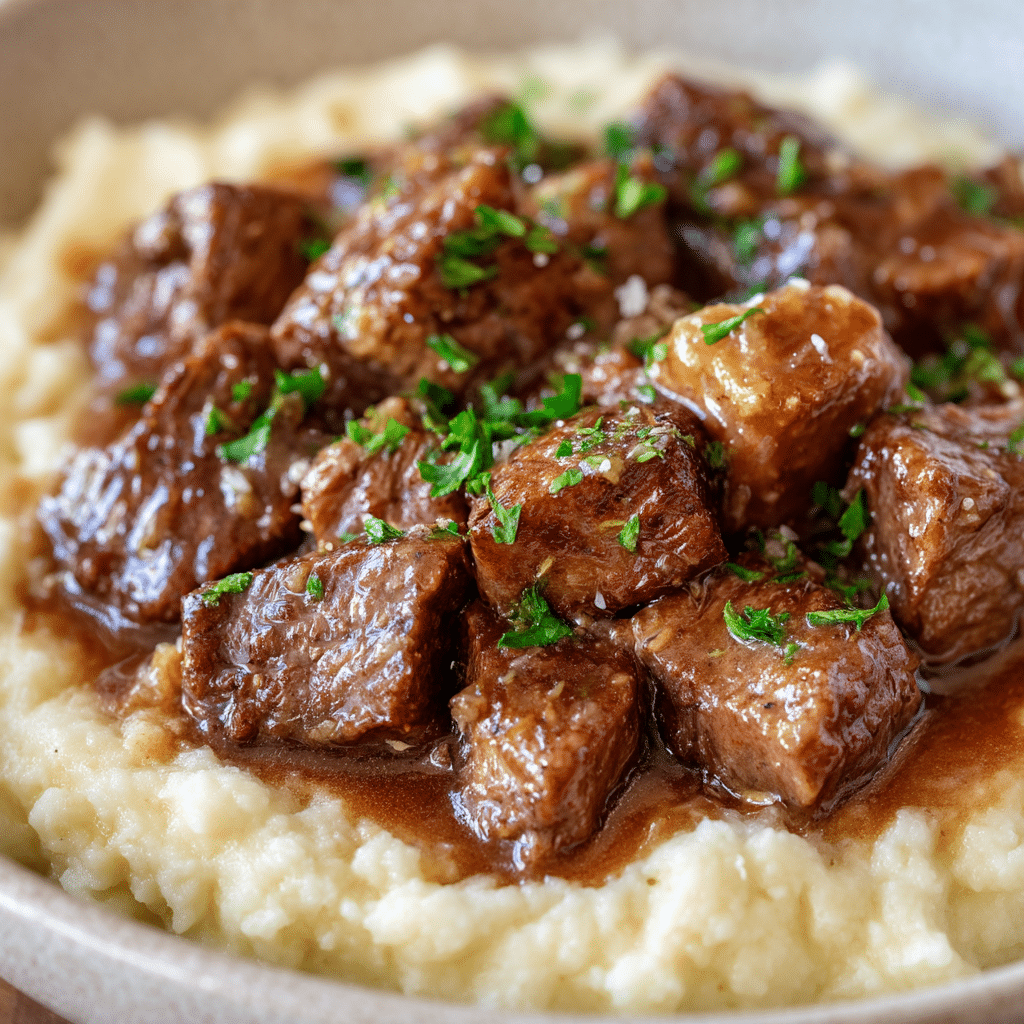 Quick Crock Pot Garlic Butter Steak Bites