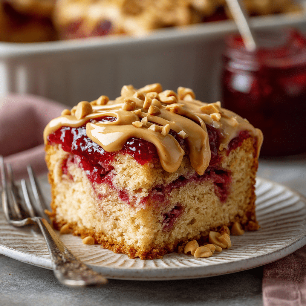 Peanut Butter and Jelly Poke Cake