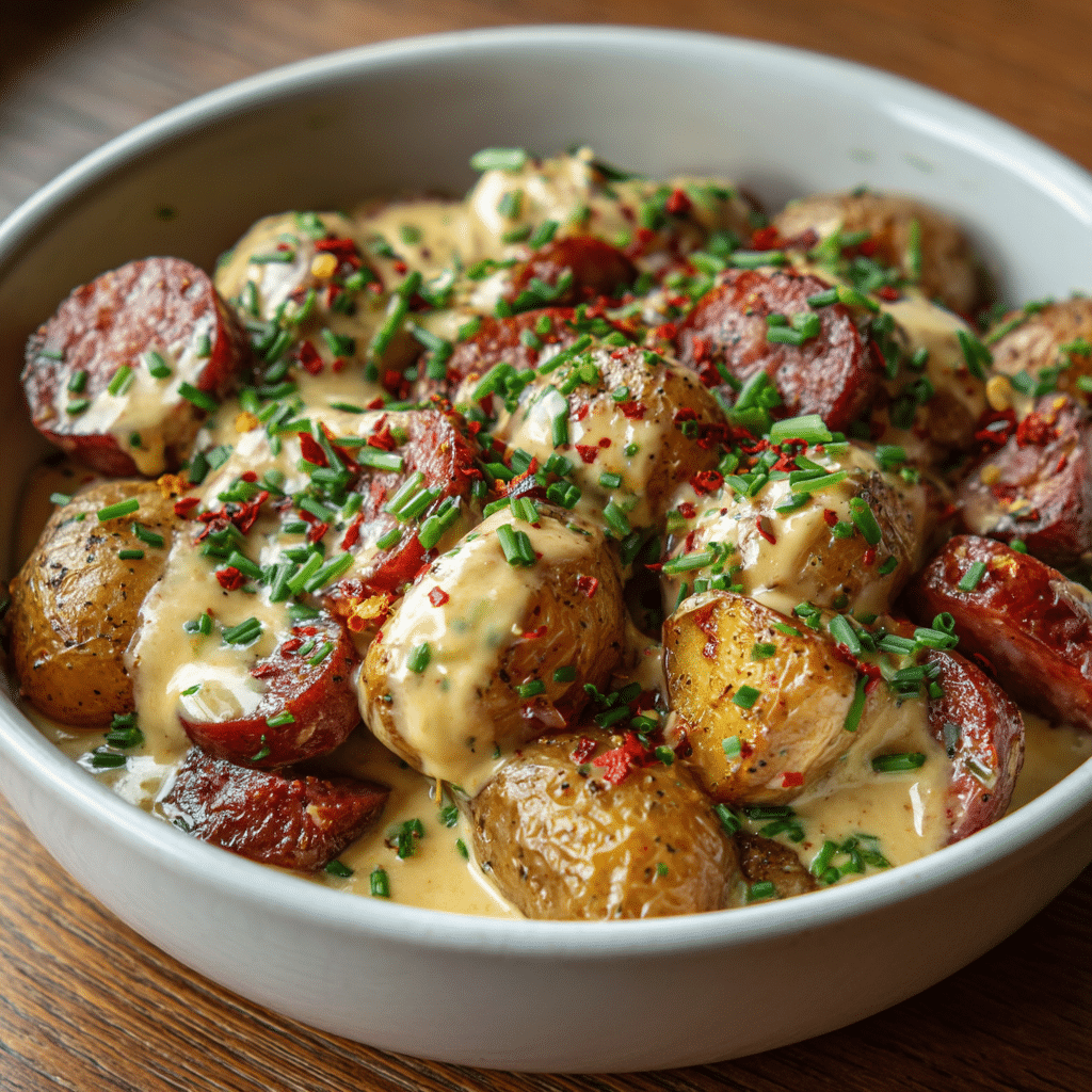 Cheesy Ranch Potatoes and Smoked Sausage