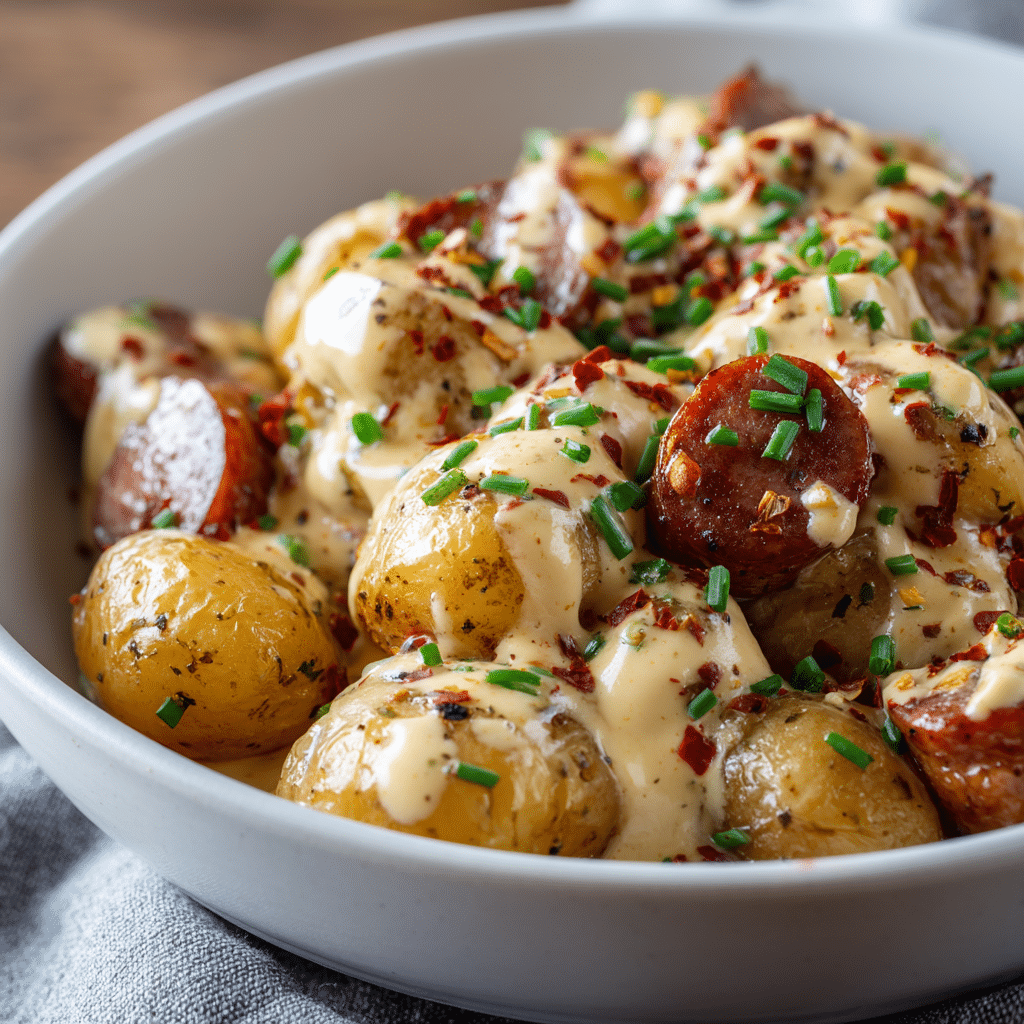 Cheesy Ranch Potatoes and Smoked Sausage