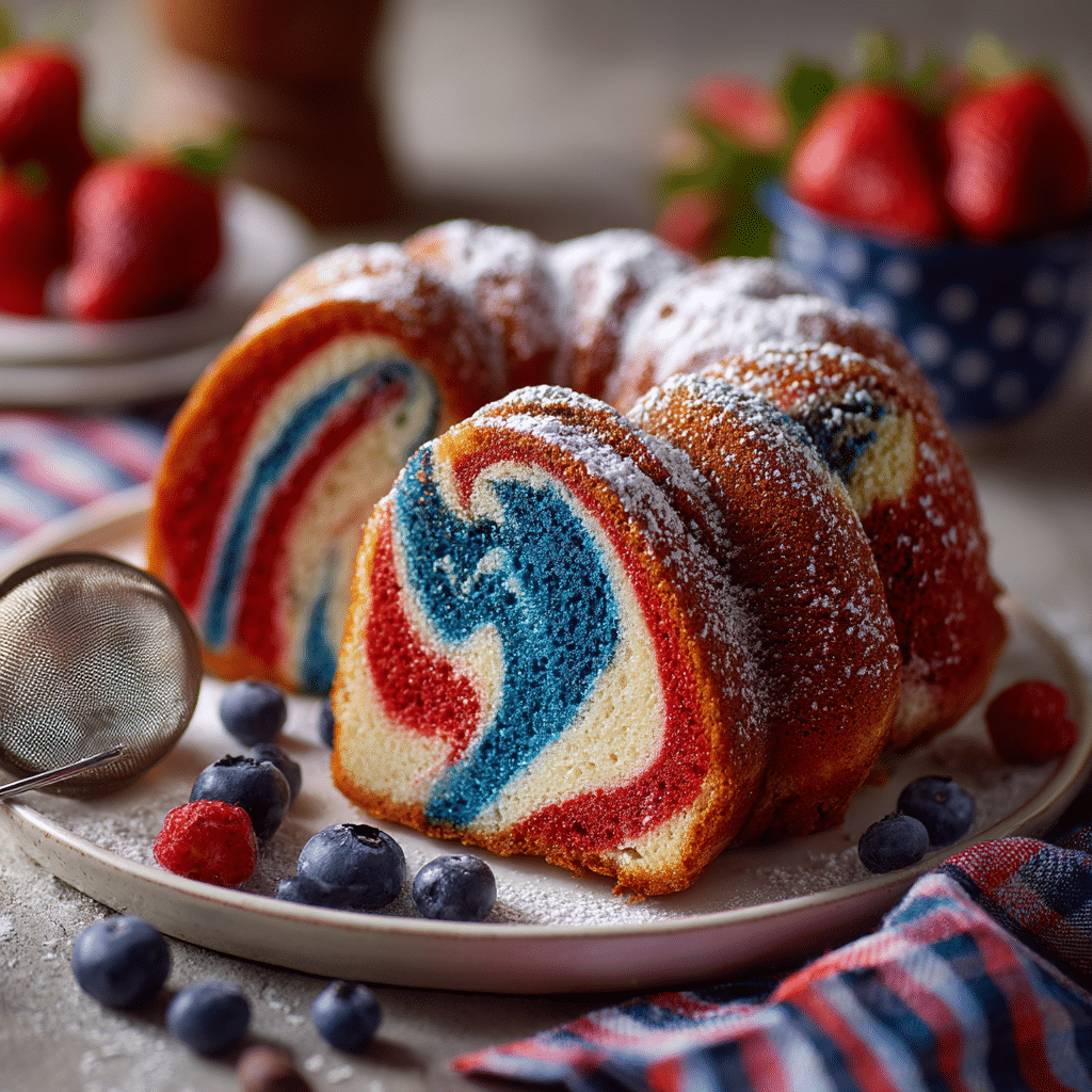 Red White & Blue Marble Cake