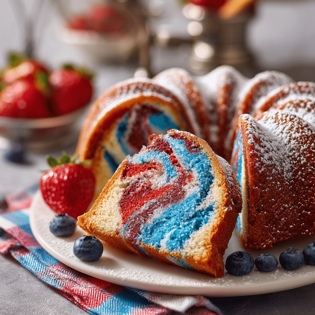 Red White & Blue Marble Cake