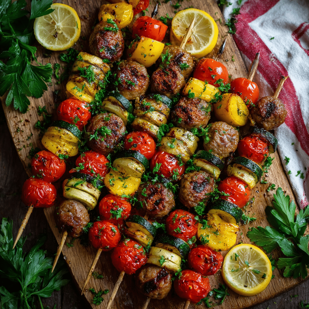 Chicken Sausage Skewers with Vegetables