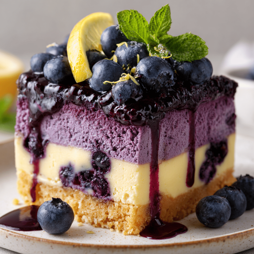 Blueberry and Lemon Japanese Cheesecake
