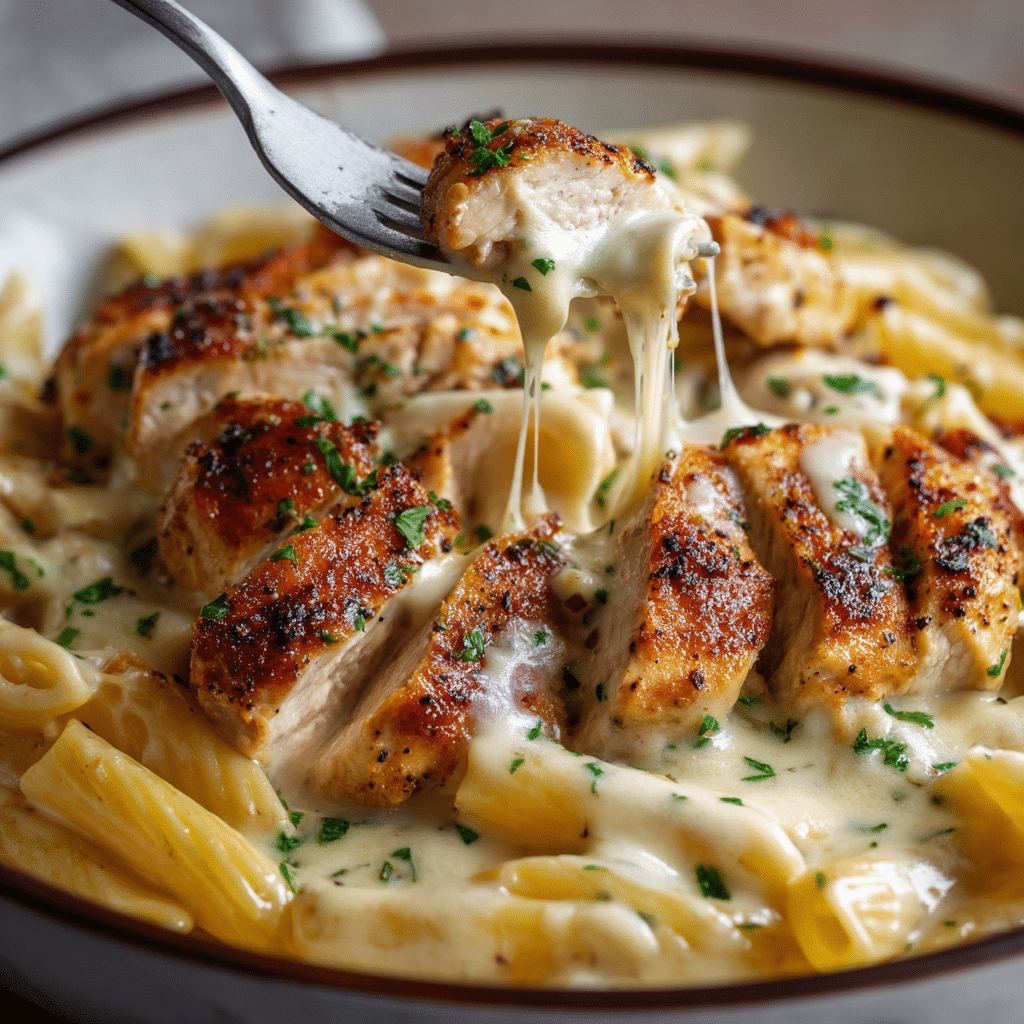 Creamy Garlic Parmesan Chicken Pasta Bake