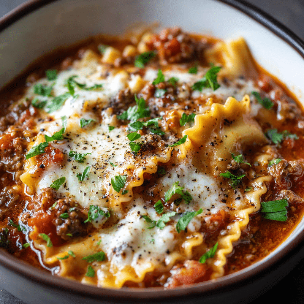 Easy Crockpot Chili Lasagna Soup