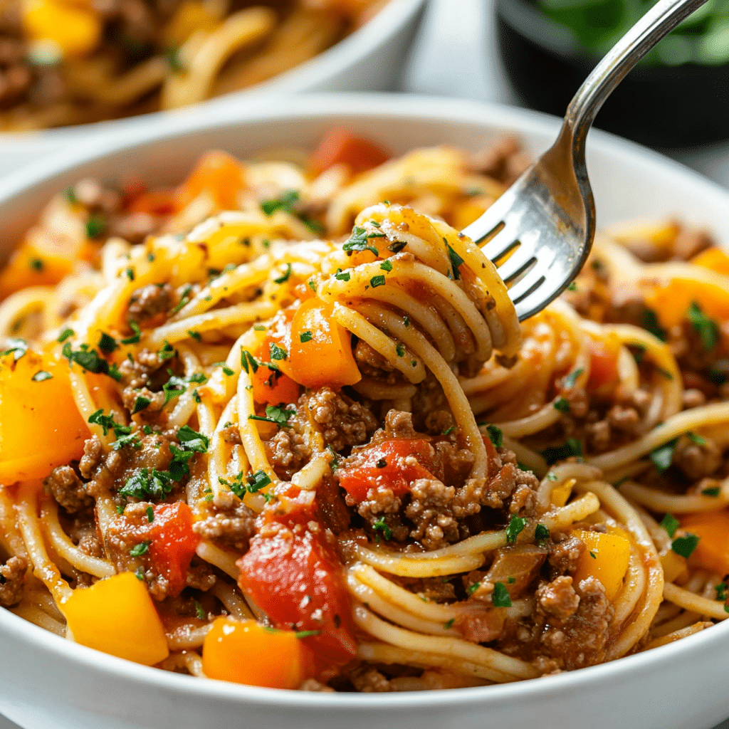 Crockpot Taco Spaghetti