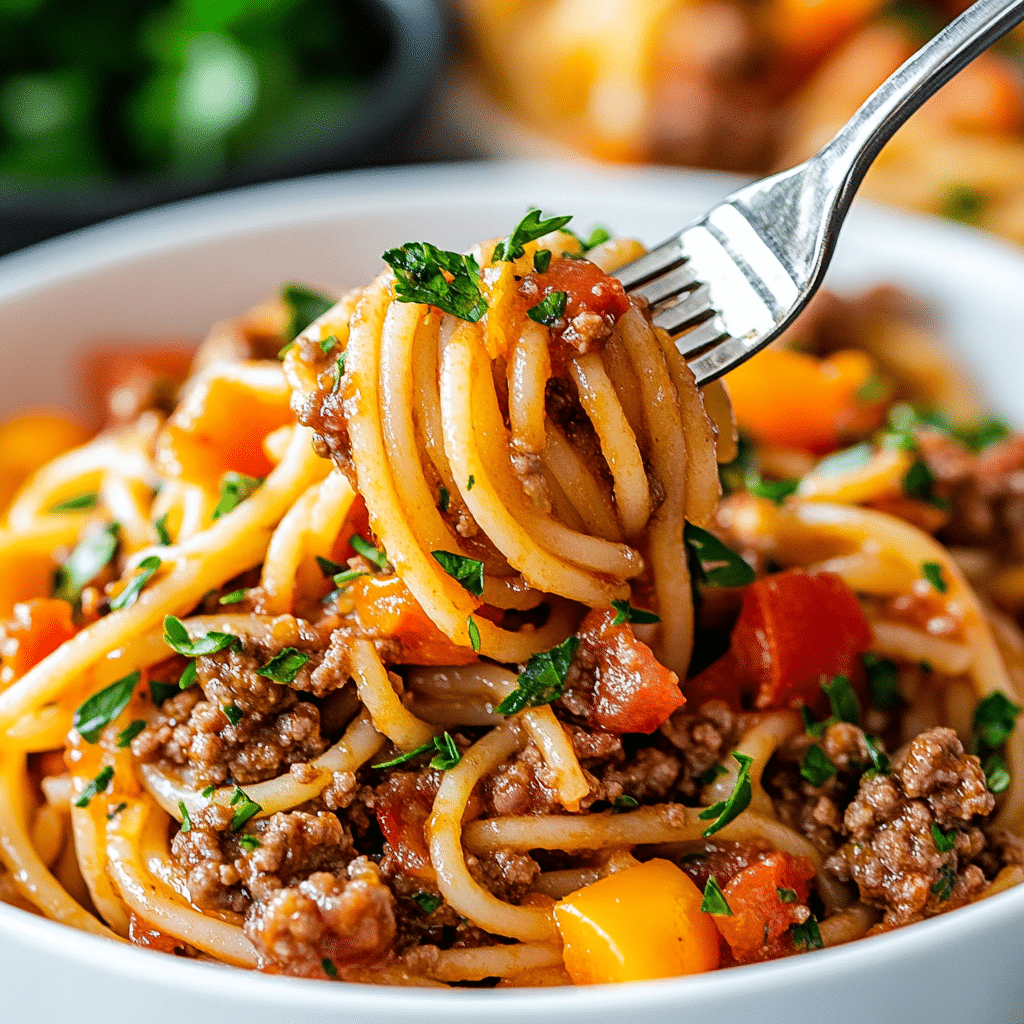 Crockpot Taco Spaghetti