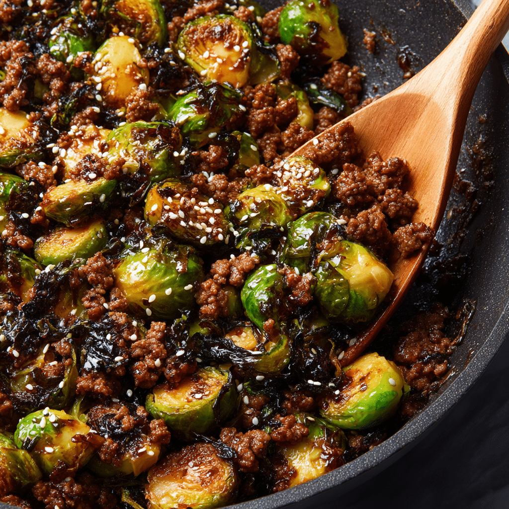 Ground Beef and Brussels Sprouts