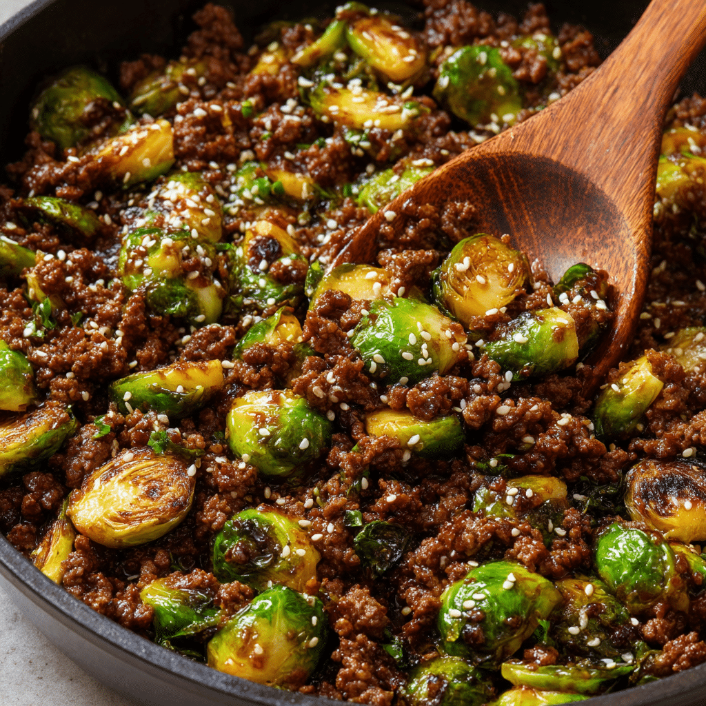 Ground Beef and Brussels Sprouts