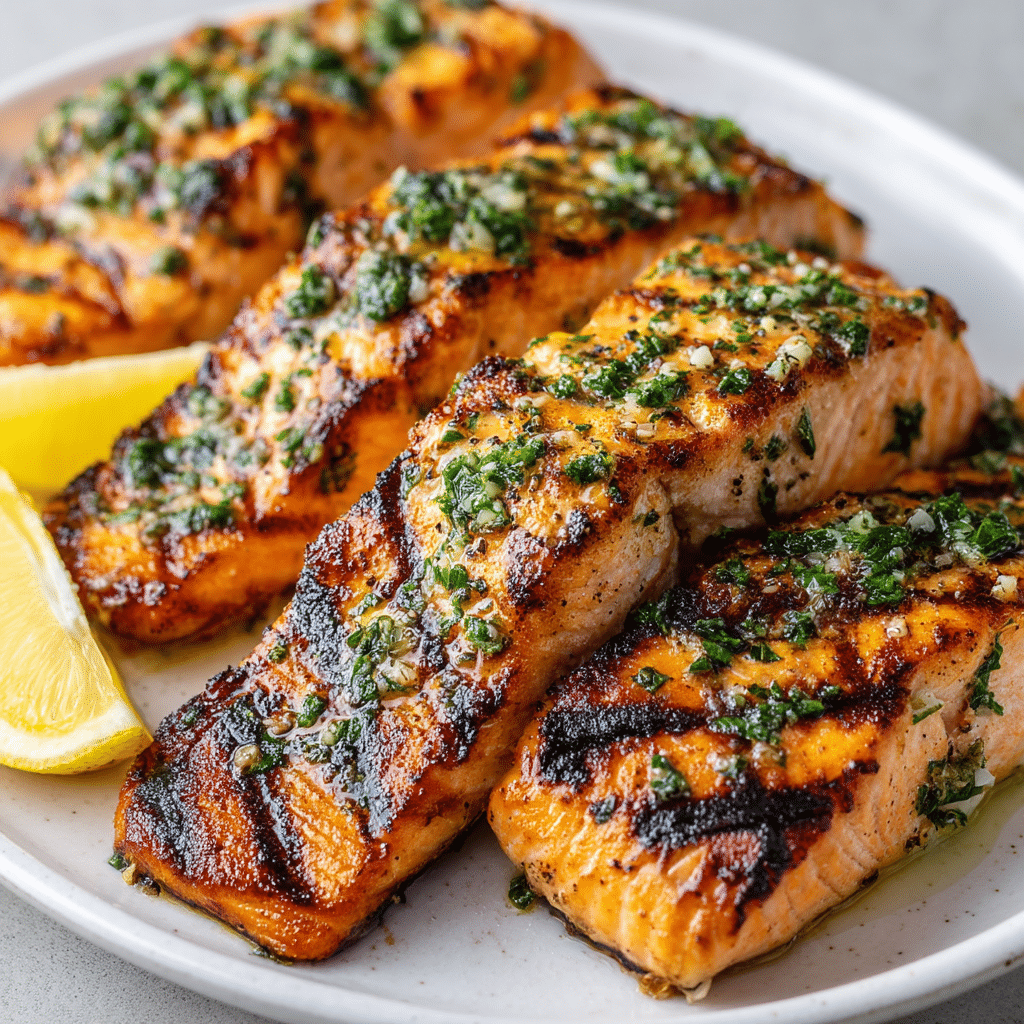 Marinated Salmon with Garlic and Herbs