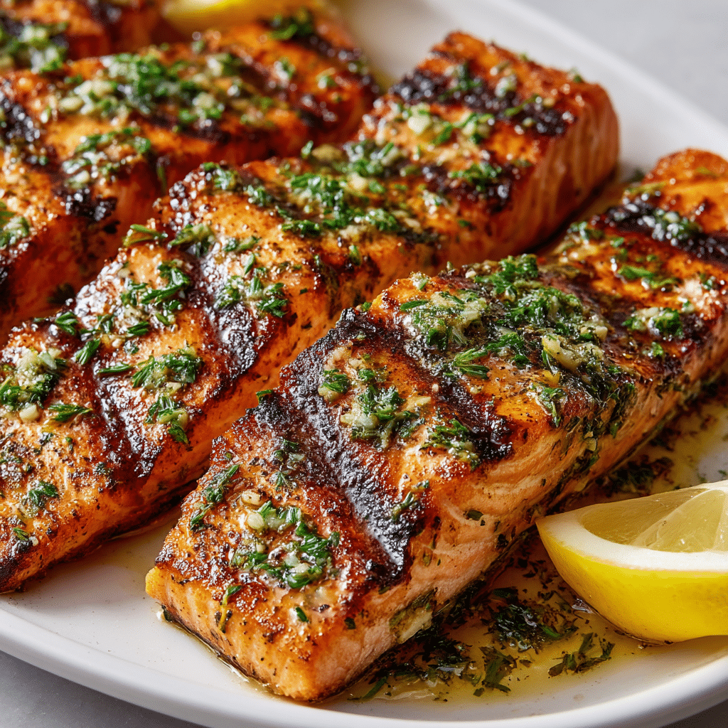 Marinated Salmon with Garlic and Herbs