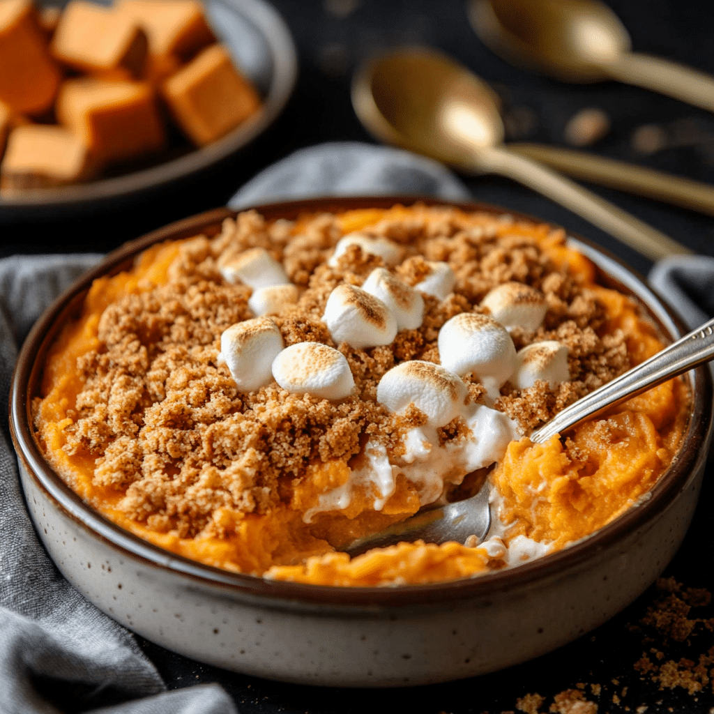 Sweet Potato Casserole with Pecan Crumble