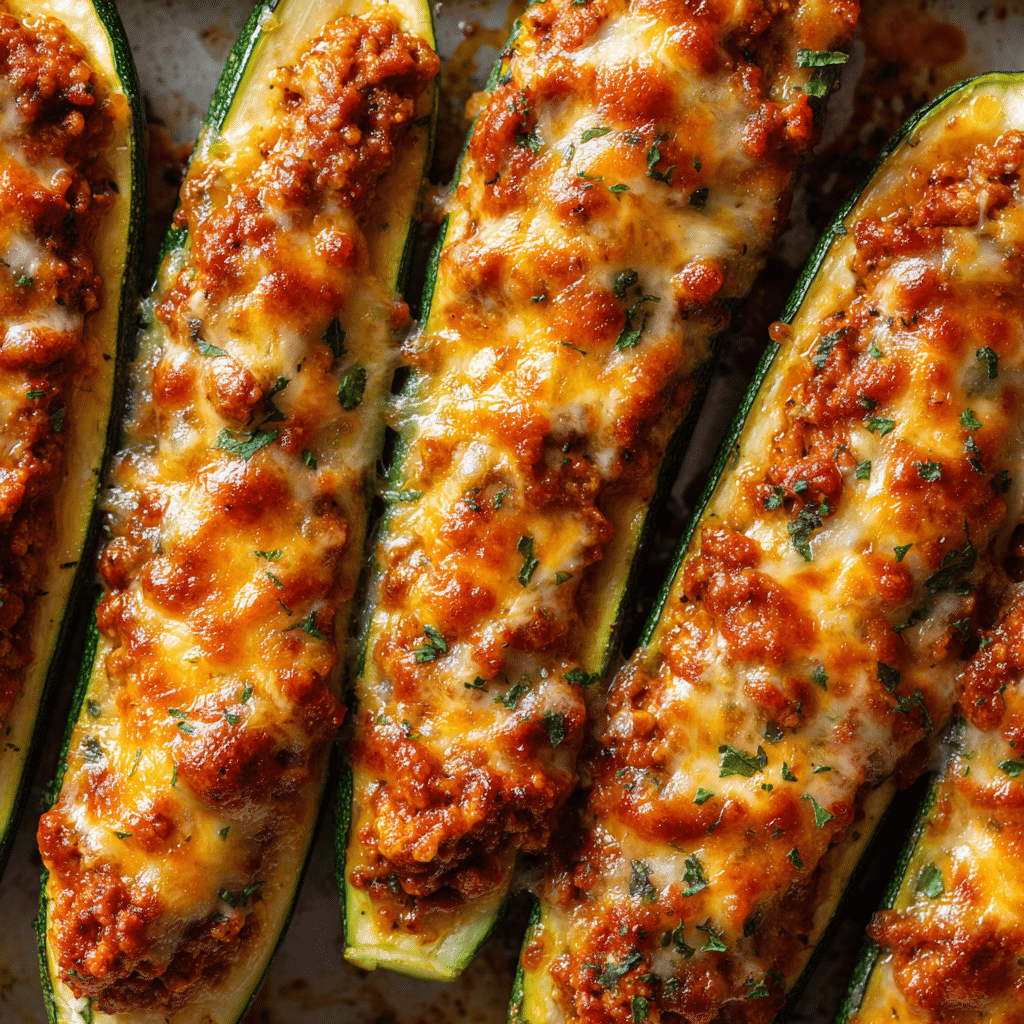 Chicken Parmesan Stuffed Zucchini Boats