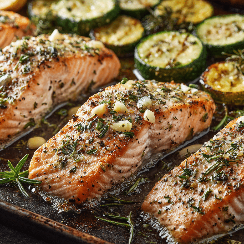 30-Minute One Pan Lemon Herb Salmon and Zucchini