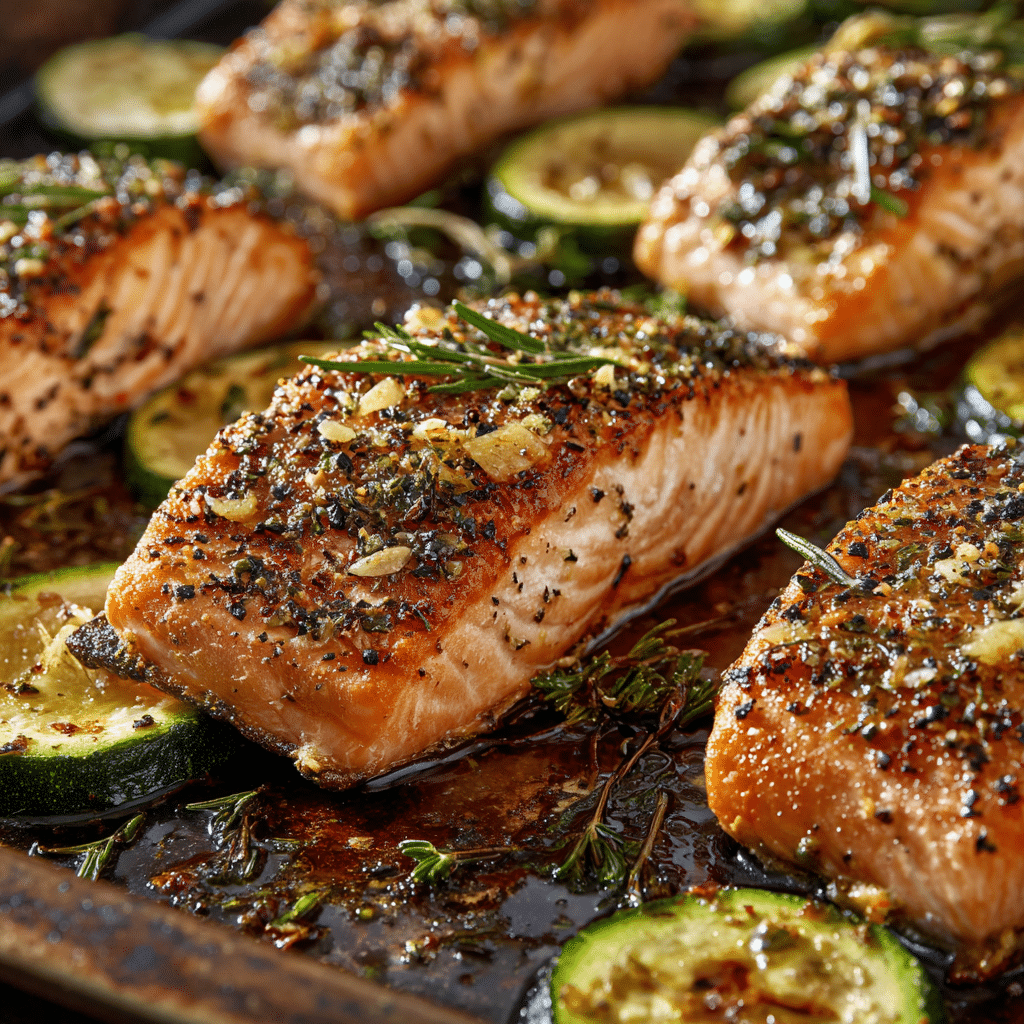 30-Minute One Pan Lemon Herb Salmon and Zucchini