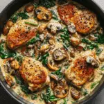 Creamy Chicken Mushroom Spinach Skillet (Easy & Delicious)