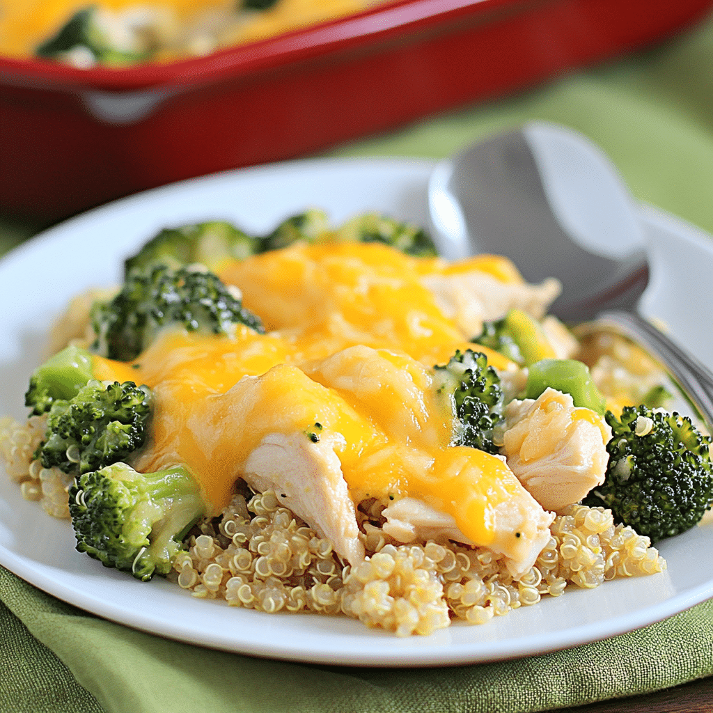 Chicken Broccoli Cheese Quinoa Casserole