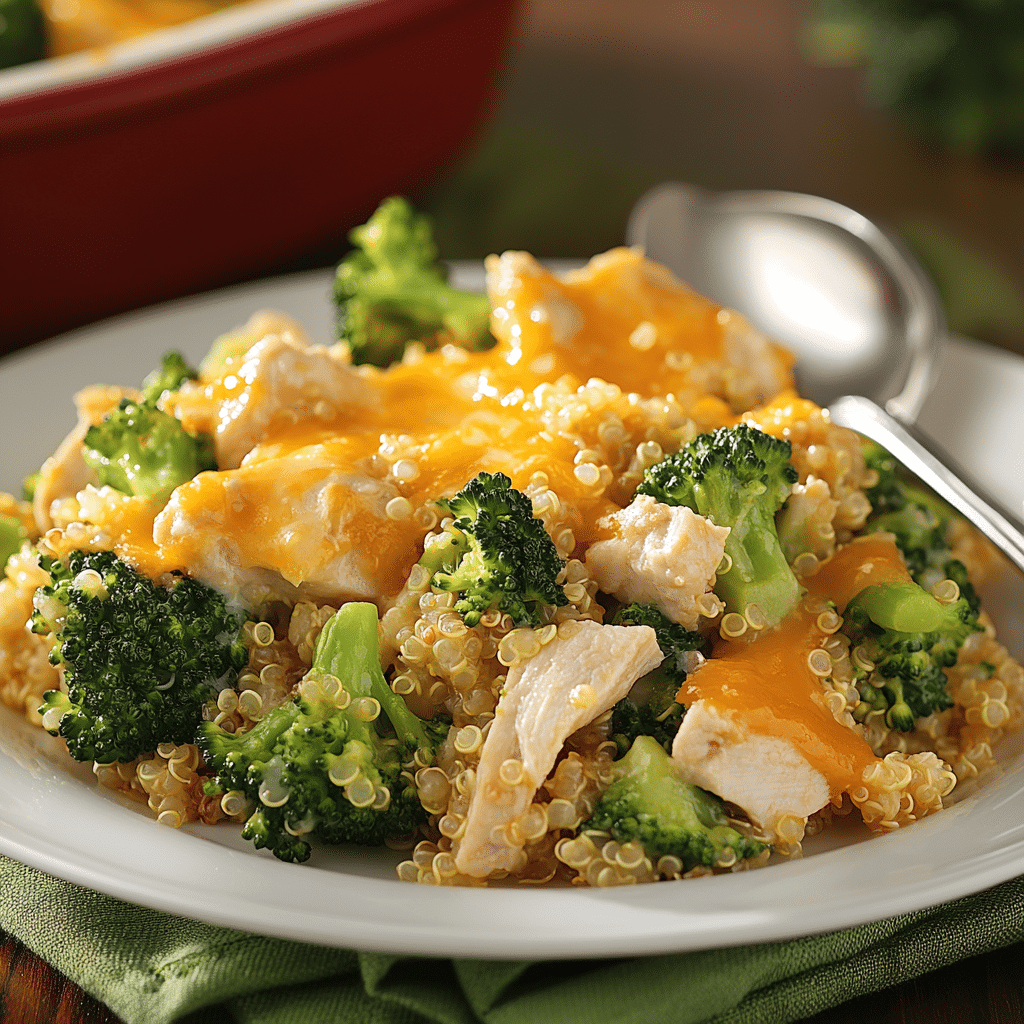 Chicken Broccoli Cheese Quinoa Casserole