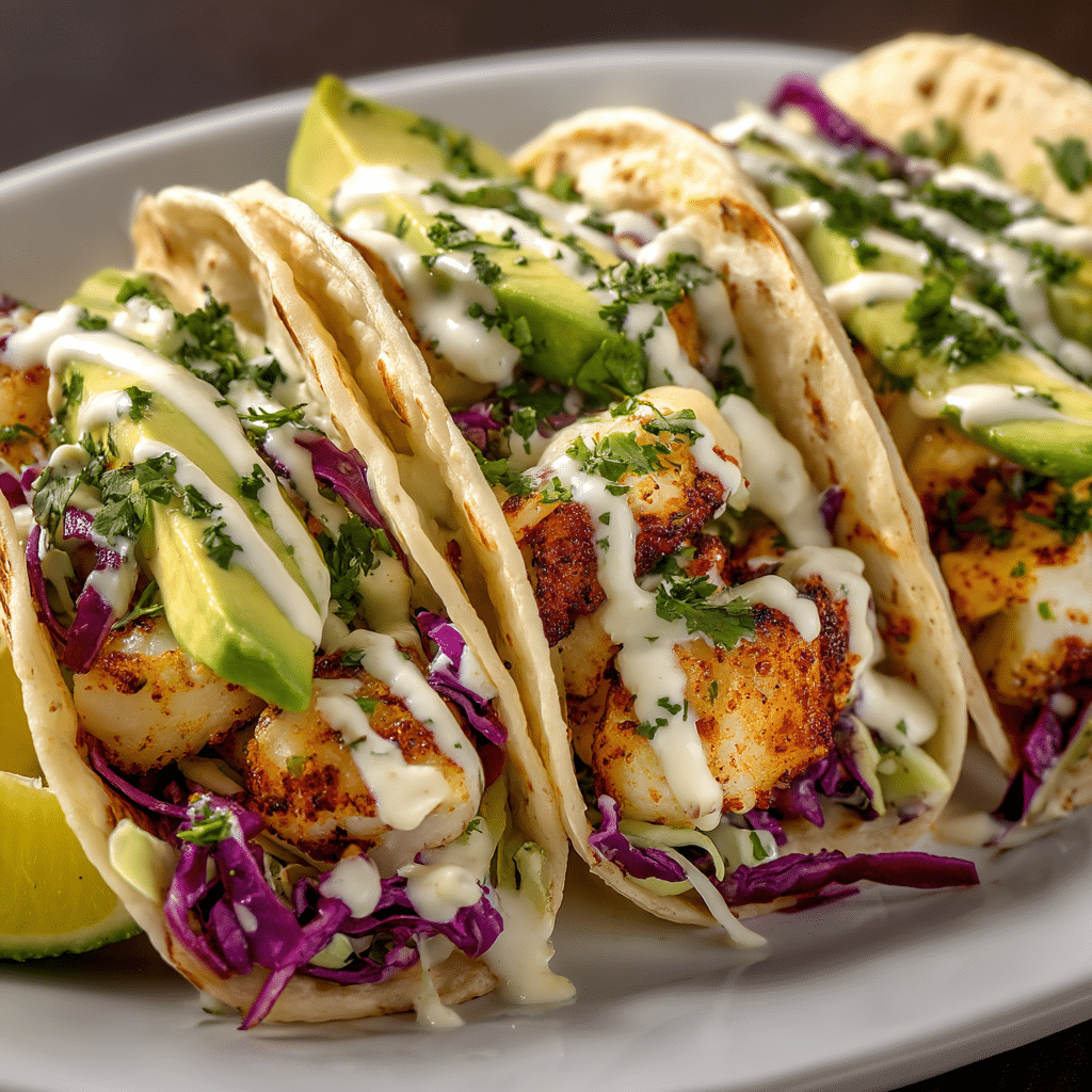 Fish Tacos with Lime Crema