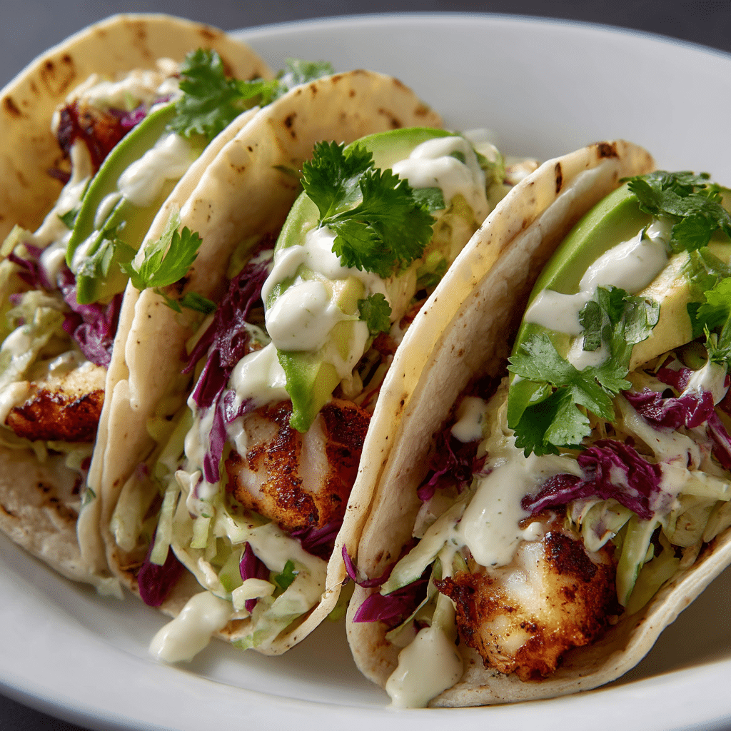 Fish Tacos with Lime Crema