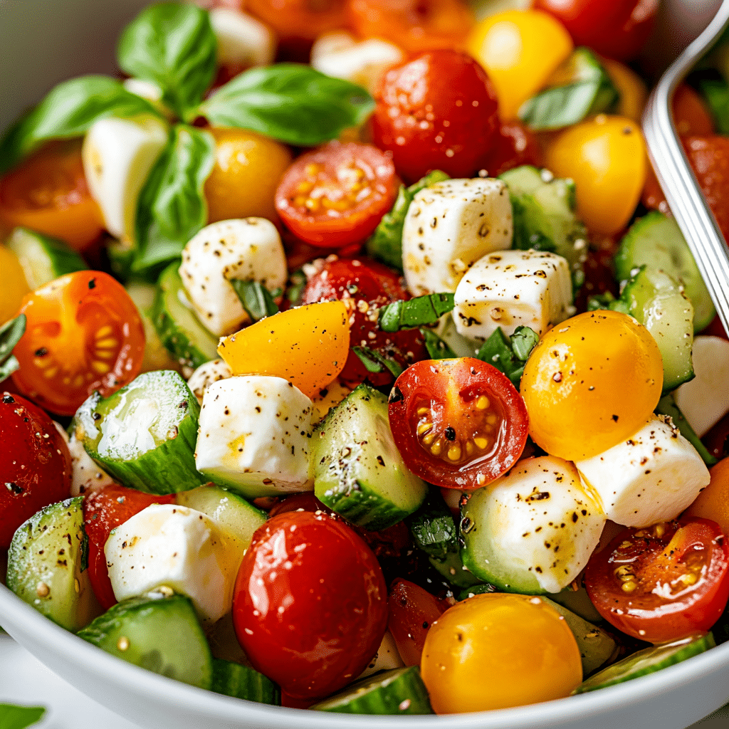 Tomato Cucumber Mozzarella Salad
