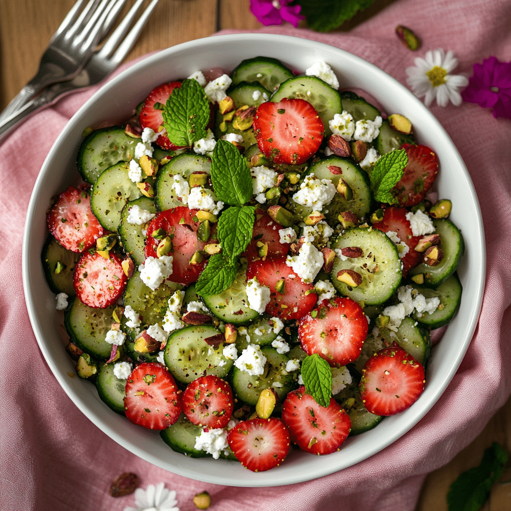 Refreshing Strawberry Cucumber Salad with Feta & Mint