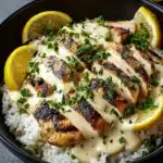Chicken & Rice Bowls with Creamy Garlic Sauce Recipe