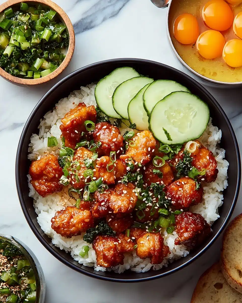 Sticky Korean Fried Chicken and Rice Bowls Recipe