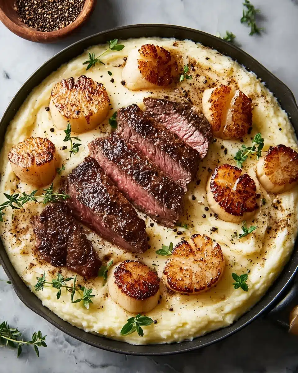Surf and Turf with Creamy Garlic Sauce Recipe