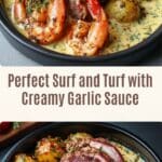 Surf and Turf with Creamy Garlic Sauce Recipe