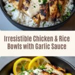 Chicken & Rice Bowls with Creamy Garlic Sauce Recipe