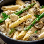 Creamy Mushroom and Asparagus Chicken Penne