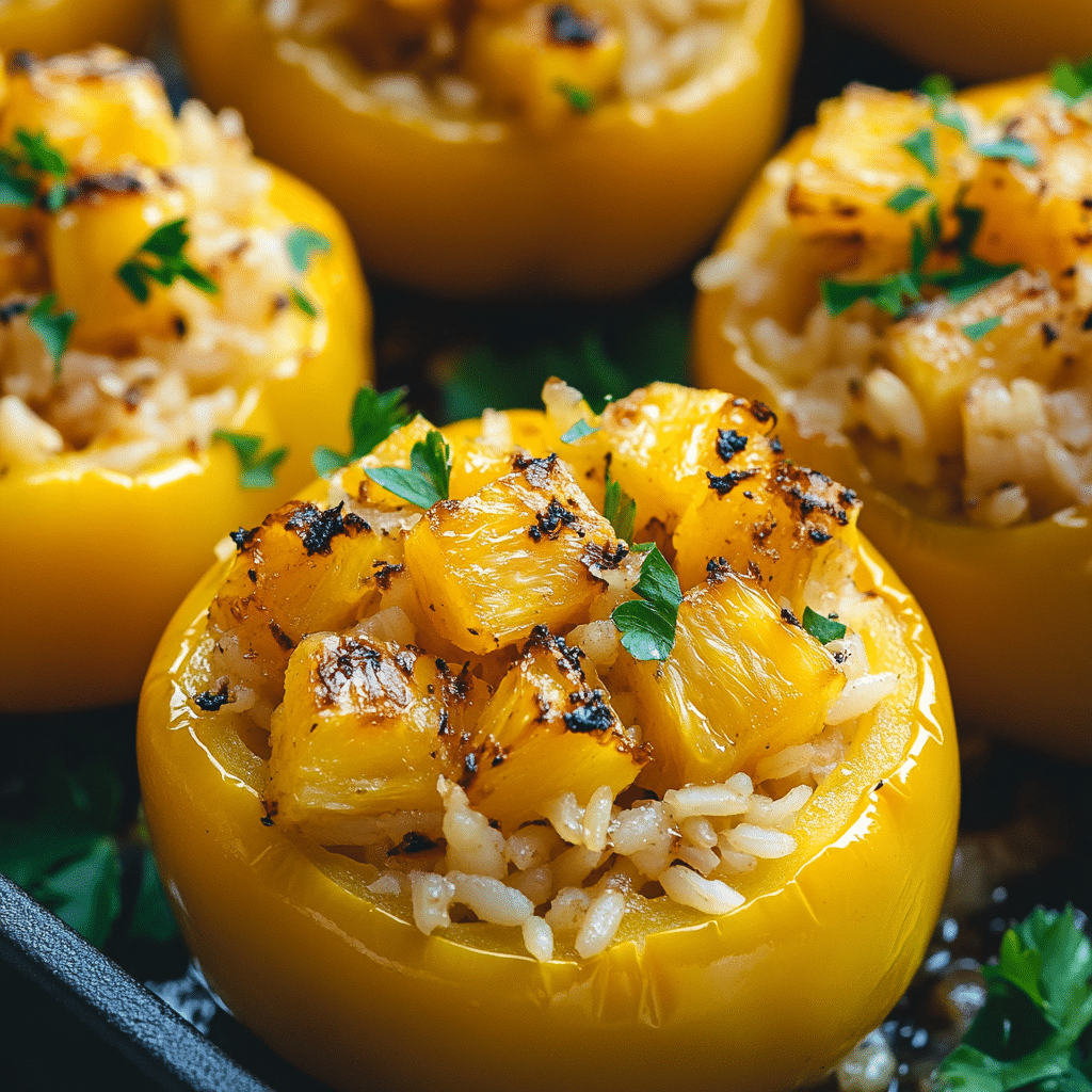 Teriyaki Pineapple Chicken & Rice Stuffed Peppers