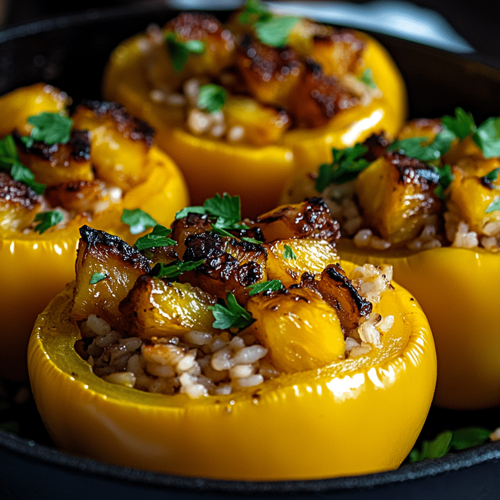 Teriyaki Pineapple Chicken & Rice Stuffed Peppers