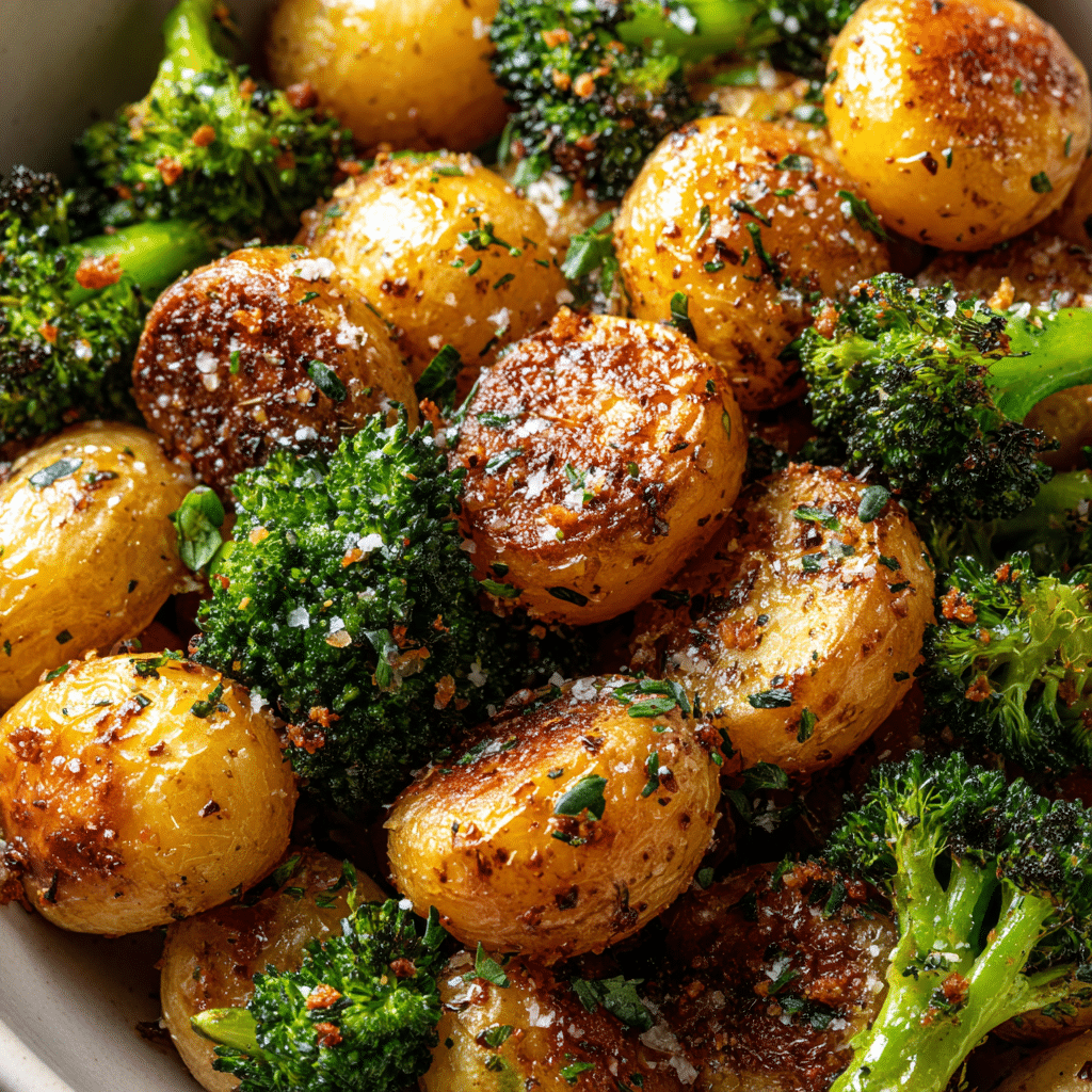 Roasted Parmesan Potatoes & Broccoli
