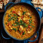 One Pan Chicken, Red Lentils, and Coconut Curry