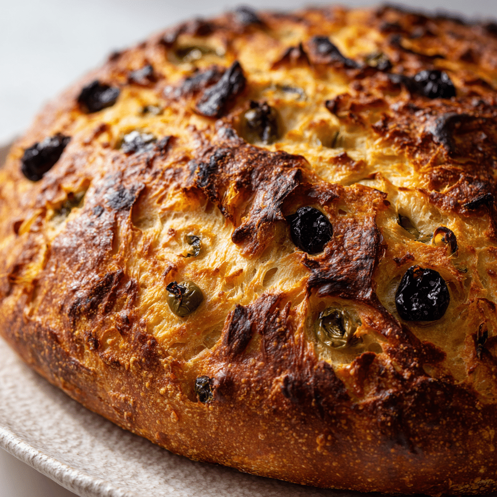 Mediterranean Garlic and Olive Artisan Bread